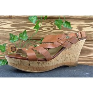 GUESS Size 9 M Brown‎ Gladiator Leather Women Sandal Shoes